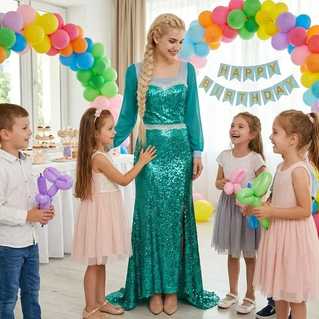 Costum Elsa pentru animație la petreceri copii