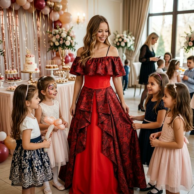 Animator Elena Red Dress pentru petreceri copii marca Superparty în Bragadiru