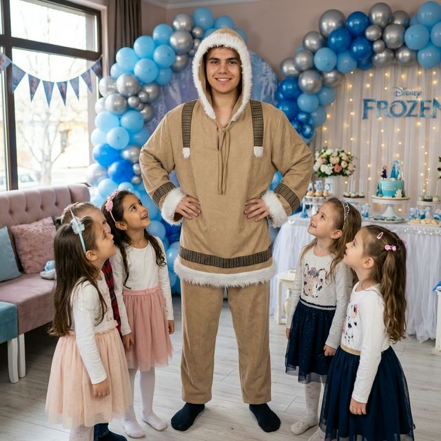 Animator Kristoff Frozen Mascot pentru petreceri copii marca Superparty în Corbeanca