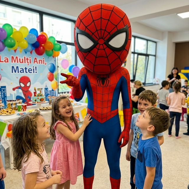 Animator Spiderman Mascot pentru petreceri copii marca Superparty în Bragadiru