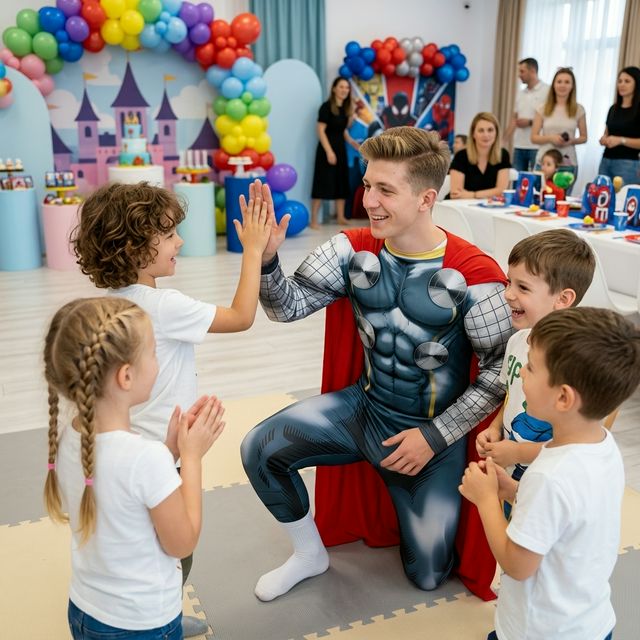 Animator Thor Marvel pentru petreceri copii marca Superparty în Bragadiru