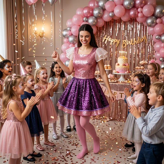 animator copii București cu banner personalizat și confetti